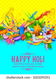 illustration of colorful Happy Holi Background for Festival of Colors celebration greetings