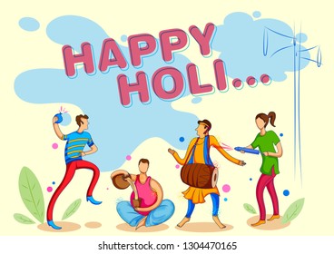 illustration of colorful Happy Holi Background for Festival of Colors celebration greetings