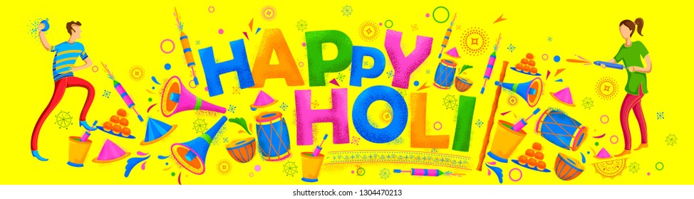 illustration of colorful Happy Holi Background for Festival of Colors celebration greetings