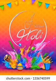 illustration of colorful Happy Holi Background for Festival of Colors celebration greetings