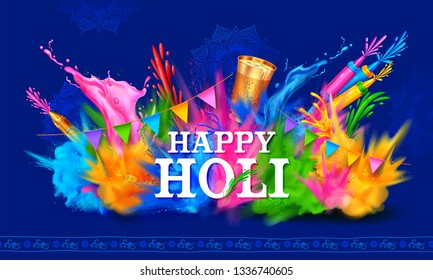 illustration of colorful Happy Holi Background for Festival of Colors celebration greetings