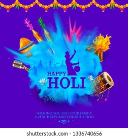 illustration of colorful Happy Holi Background for Festival of Colors celebration greetings