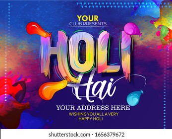 illustration of colorful Happy Holi  background for Festival of Colors celebration