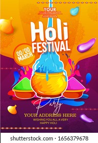 illustration of colorful Happy Holi  background for Festival of Colors celebration