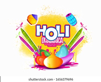 illustration of colorful Happy Holi  background for Festival of Colors celebration