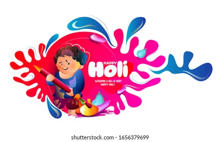 illustration of colorful Happy Holi  background for Festival of Colors celebration