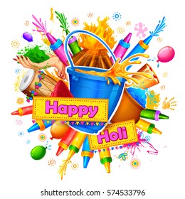 illustration of colorful Happy Holi Background for Festival of Colors celebration greetings