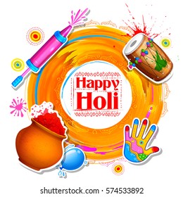 illustration of colorful Happy Holi Background for Festival of Colors celebration greetings