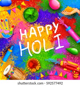 illustration of colorful Happy Holi Background for Festival of Colors celebration greetings