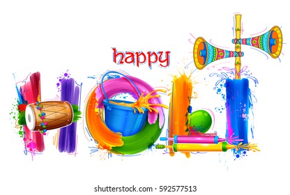 illustration of colorful Happy Holi Background for Festival of Colors celebration greetings