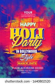 illustration of Colorful Happy Holi  party invitation card, poster Sale Promotion background for festival of colors in India