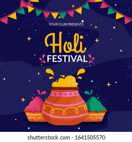 illustration of Colorful Happy Holi Party Background