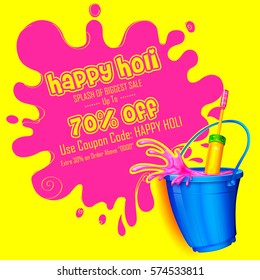 illustration of colorful Happy Holi promotional background for Festival of Colors celebration greetings