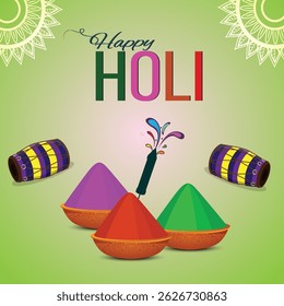 Illustration of colorful Happy Holi. Vector of Indian hindu festival of colors with creative frames and text of holi.