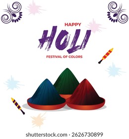 Illustration of colorful Happy Holi. Vector of Indian hindu festival of colors with creative frames and text of holi.