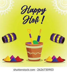 Illustration of colorful Happy Holi. Vector of Indian hindu festival of colors with creative frames and text of holi.