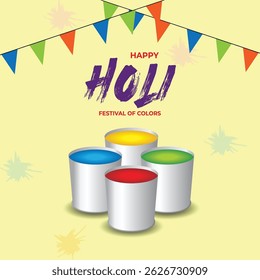 Illustration of colorful Happy Holi. Vector of Indian hindu festival of colors with creative frames and text of holi.