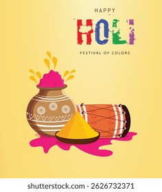 Illustration of colorful Happy Holi. Vector of Indian hindu festival of colors with creative frames and text of holi.	
