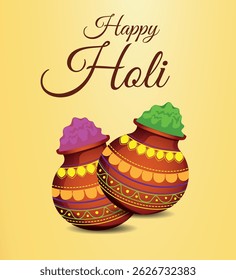 Illustration of colorful Happy Holi. Vector of Indian hindu festival of colors with creative frames and text of holi.	
