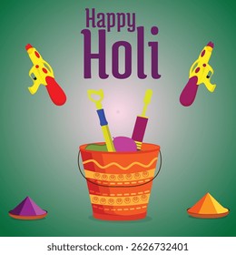 Illustration of colorful Happy Holi. Vector of Indian hindu festival of colors with creative frames and text of holi.	
