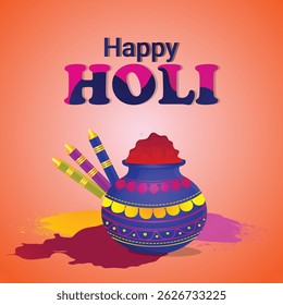 Illustration of colorful Happy Holi. Vector of Indian hindu festival of colors with creative frames and text of holi.	
