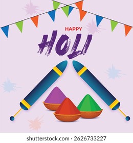 Illustration of colorful Happy Holi. Vector of Indian hindu festival of colors with creative frames and text of holi.	
