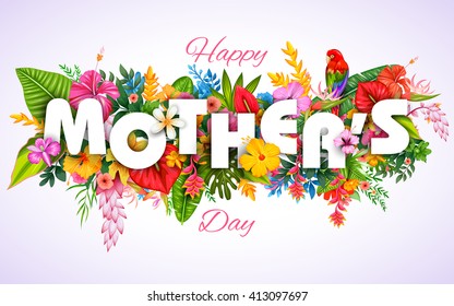 illustration of colorful Happy Mother's Day card with colorful flower