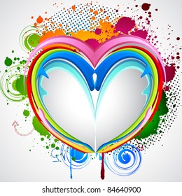 illustration of colorful heart with abstract grungy element