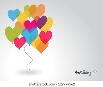 illustration with colorful heart ballons concept