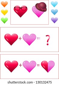 Illustration with colorful hearts
