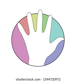 Illustration colorful hello hi hand gesture pose vector sign design