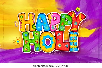 illustration of colorful Holi background in Indian kitsch style