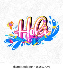 illustration of colorful Holi, Festival of Colors celebration with in Hindi Holi Hain