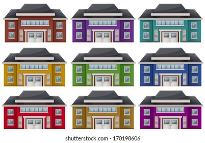 Illustration of the colorful houses on a white background