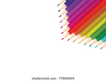 Illustration of a colorful isolated on white background made of colored pencils. beautiful