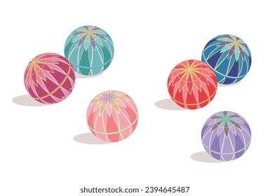 Illustration of colorful Japanese Temari ball