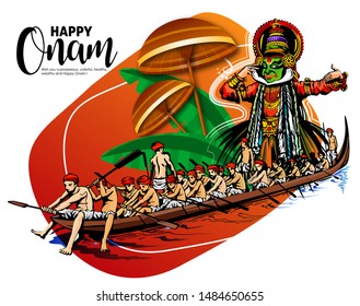 Illustration Colorful Kathakali Dancer Snakeboat Race Stock Vector ...