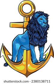 Illustration of colorful lion, angry expression on white background. vector design hand draw