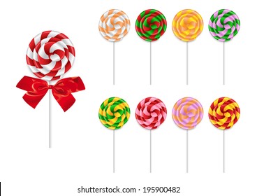 Illustration of colorful lollipop collection isolated