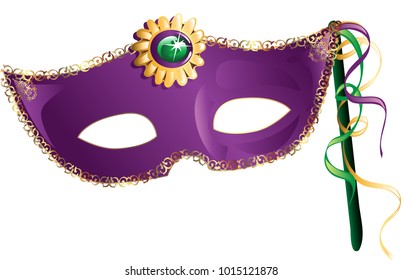 Illustration of a colorful Mardi Gras mask.