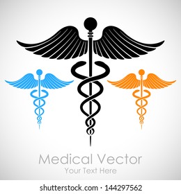 illustration of colorful medical sign Caduceus