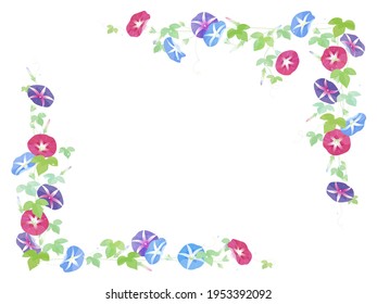Illustration of colorful morning glory frame 