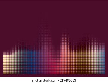 illustration of colorful musical bar showing volume on dark background. You can use in club, radio, pub, party, DJ, concerts, recitals or the audio technology advertising background. 