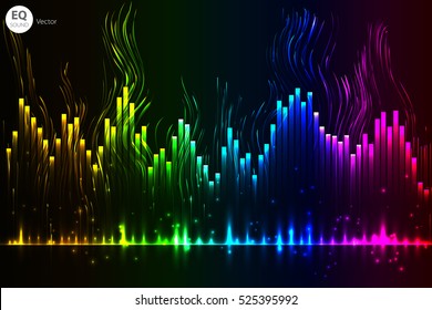illustration of colorful musical bar showing volume on black background