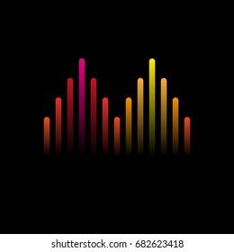 Illustration of colorful musical bar showing volume. Colorful music equalizer sound waves. Vector illustration, Graphic Design Editable For Your Design.