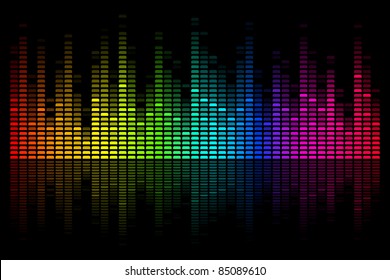 illustration of colorful musical bar showing volume on black background