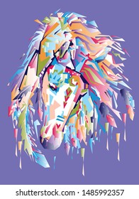 Illustration colorful mustang head on vector eps 10.