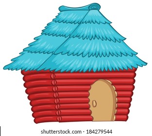 Illustration of a colorful native house on a white background