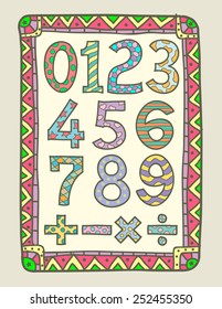 Illustration of colorful numbers 