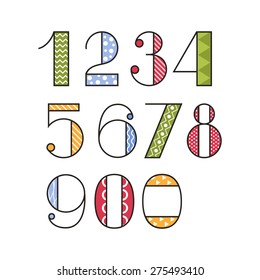 Illustration Of Colorful Numbers. Baby Numbers Set. Vector Illustration.